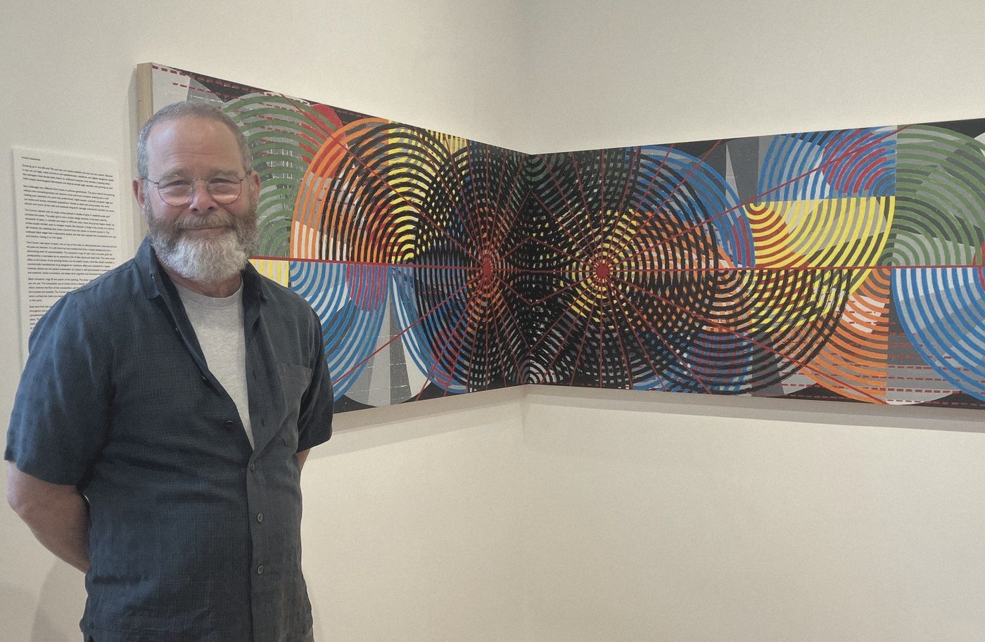 Scott Margolis standing beside a painting